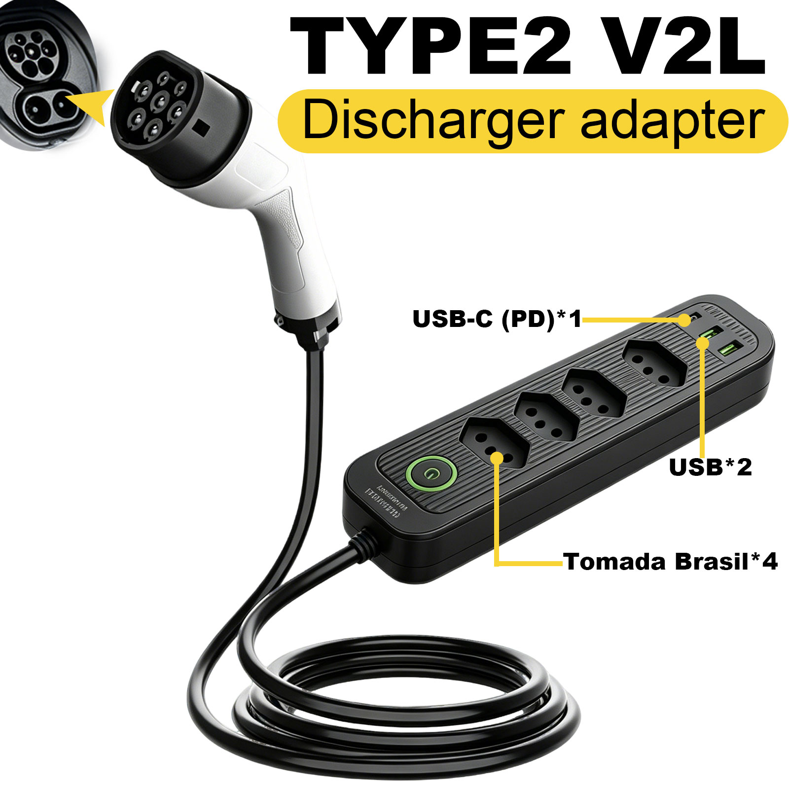 Outdoor Power Station - Tip2 V2L Deşarj Adaptörü 16A Brezilya